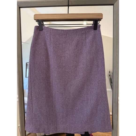 LOFT Wool Blend A-Line Skirt Purple Textured Knee Length Size 0 - Picture 3 of 5
